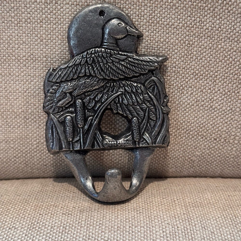 Vintage Pewter Decorative Duck Wall Hook - Silver 1993 Made in USA